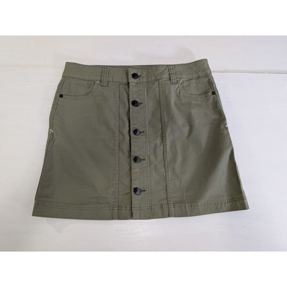 Stio Ralston Canvas Skirt Womens 10 Green Button Front Mini Outdoor Casual - Picture 2 of 9